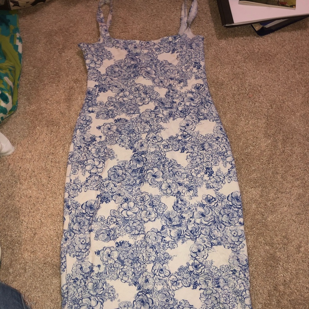 Blue and white dress